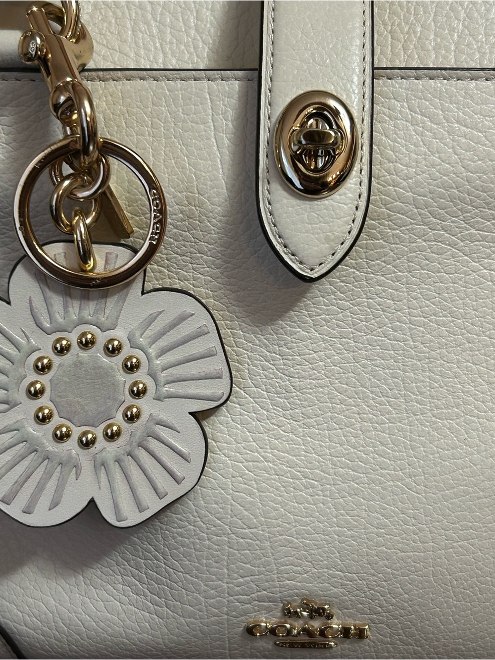 Gorgeous Coach tea rose Leather Flower Keychain Charm